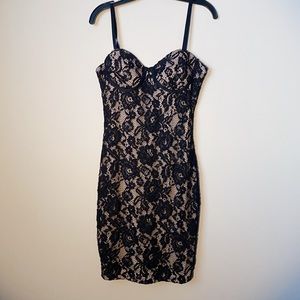 Black and beige lace dress